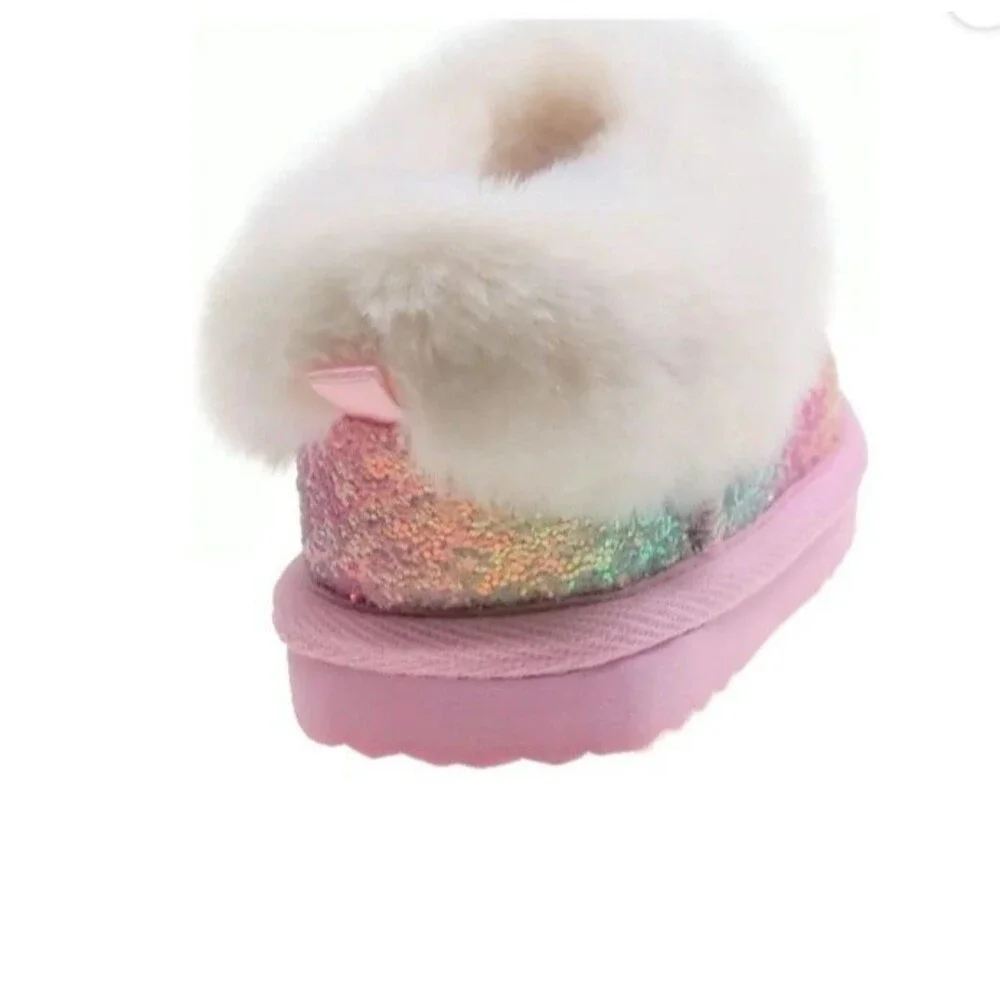 Sparkly pink Multicolor Baby Booties slippers toddler girl size 2,3,5 shoes